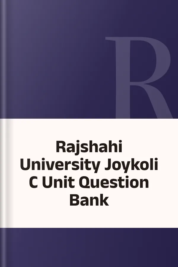 Rajshahi University Joykoli C Unit Question Bank, বইয়ের প্রচ্ছদ