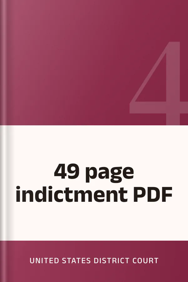 49 page indictment PDF by United States District Court, book cover