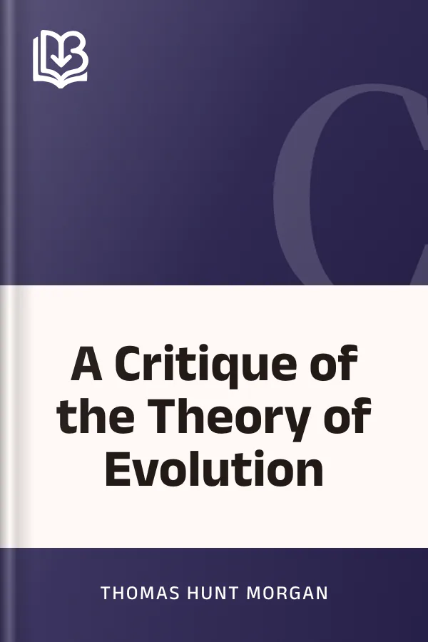 A Critique of the Theory of Evolution by Thomas Hunt Morgan, book cover