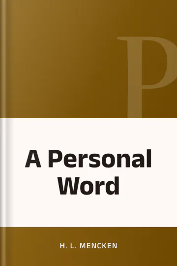 A Personal Word by H. L. Mencken, book cover