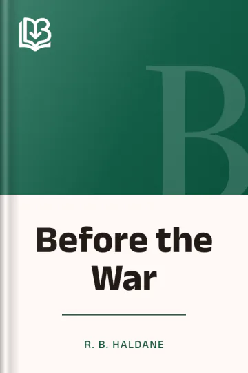 Before the War by R. B. Haldane, book cover