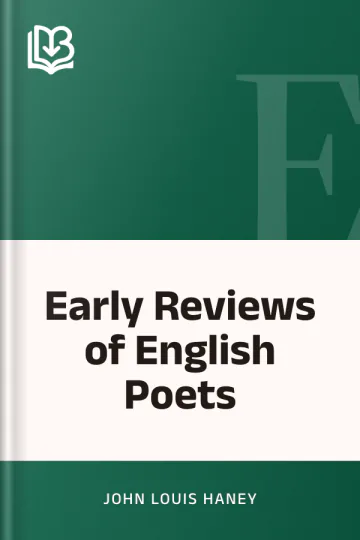 Early Reviews of English Poets by John Louis Haney, book cover