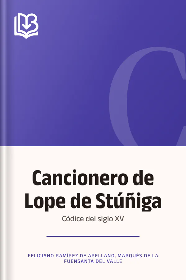 Cancionero de Lope de Stúñiga de Feliciano Ramírez de Arellano, marqués de la Fuensanta del Valle, portada del libro