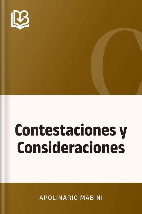 Contestaciones y Consideraciones de Apolinario Mabini, portada del libro