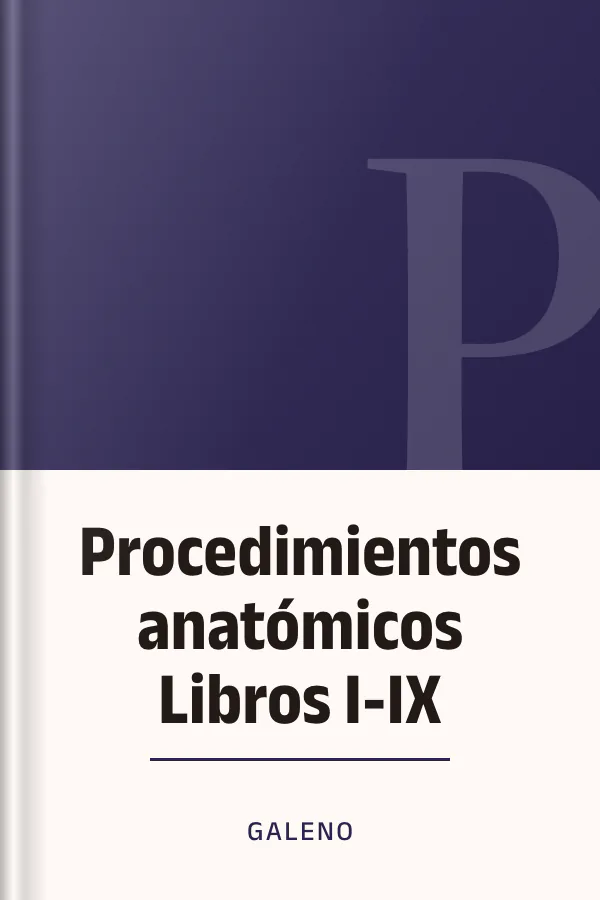 Procedimientos anatómicos Libros I-IX de Galeno, portada del libro
