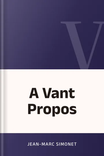A Vant Propos de Jean-Marc Simonet, couverture du livre