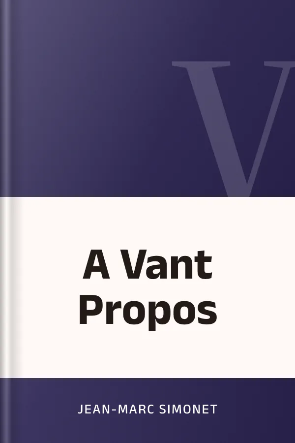 A Vant Propos de Jean-Marc Simonet, couverture du livre