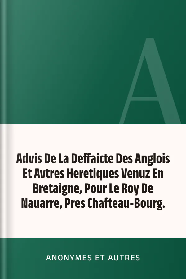 Advis De La Deffaicte Des Anglois Et Avtres Heretiques Venuz En Bretaigne, Pour Le Roy De Nauarre, Pres Chafteau-Bourg. d’Anonymes et autres, couverture du livre