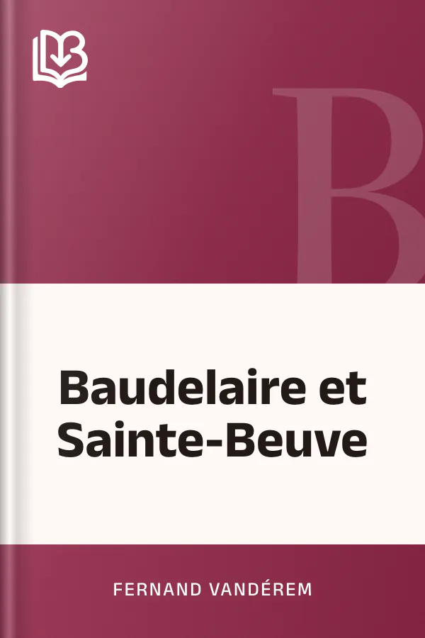 Baudelaire et Sainte-Beuve de Fernand Vandérem, couverture du livre