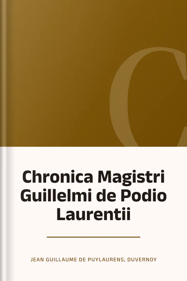 Chronica Magistri Guillelmi de Podio Laurentii de Jean Guillaume de Puylaurens; Duvernoy, couverture du livre