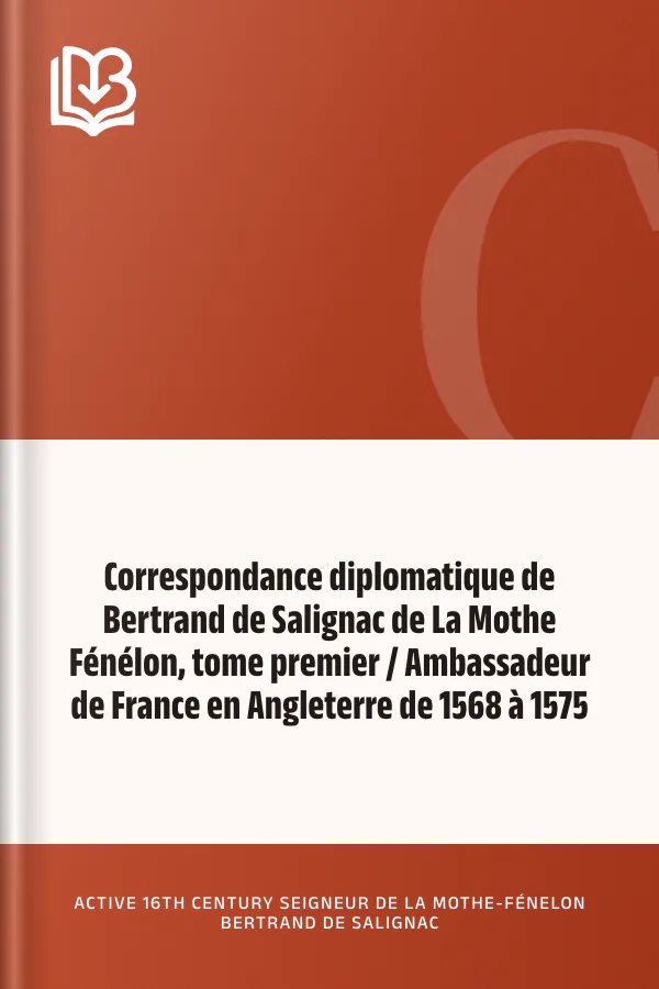 Correspondance diplomatique de Bertrand de Salignac de La Mothe Fénélon, tome premier / Ambassadeur de France en Angleterre de 1568 à 1575 d’active 16th century seigneur de La Mothe-Fénelon Bertrand de Salignac, couverture du livre