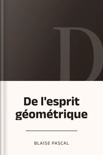 De l'esprit géométrique de Blaise Pascal, couverture du livre