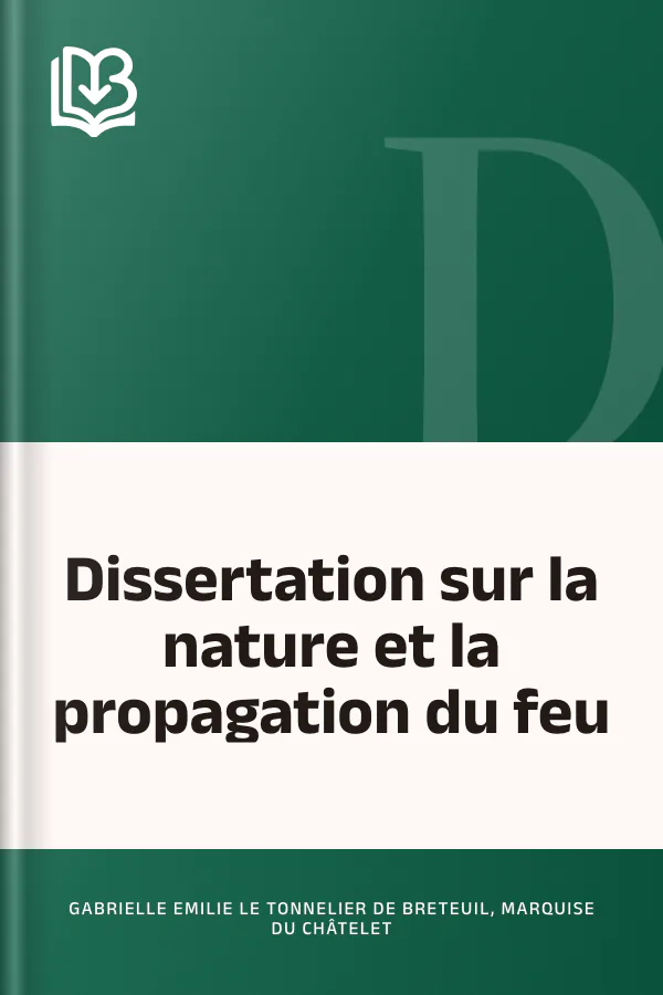 Dissertation sur la nature et la propagation du feu de Gabrielle Emilie Le Tonnelier de Breteuil, marquise Du Châtelet, couverture du livre