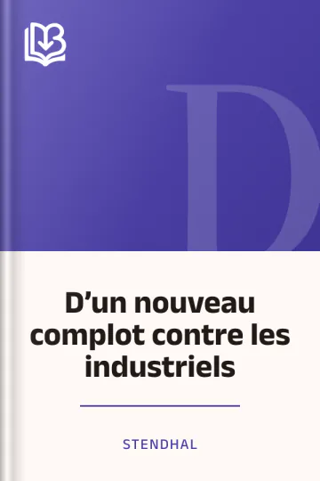 D’un nouveau complot contre les industriels de Stendhal, couverture du livre