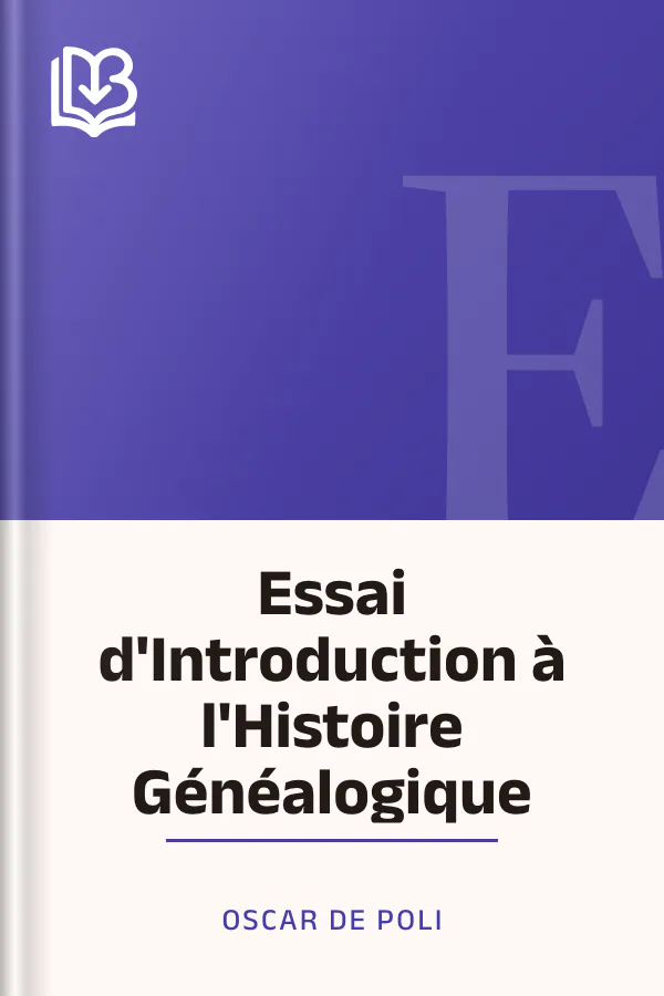 Essai d'Introduction à l'Histoire Généalogique d’Oscar de Poli, couverture du livre
