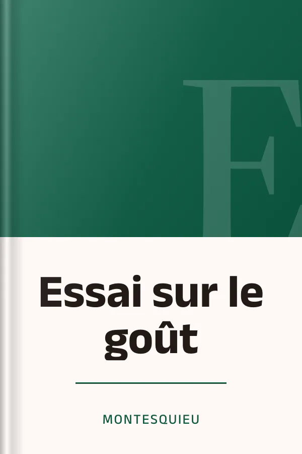 Essai sur le goût de Charles de Secondat, baron de Montesquieu, couverture du livre