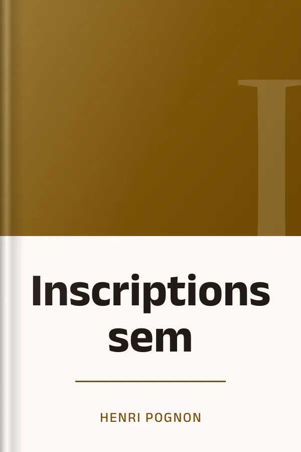 Inscriptions sem d’Henri Pognon, couverture du livre