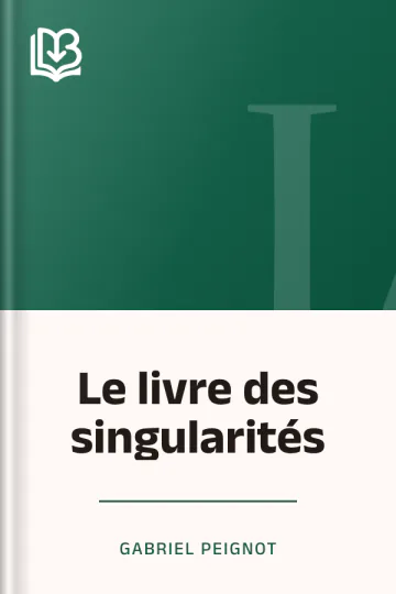 Le livre des singularités de Gabriel Peignot, couverture du livre
