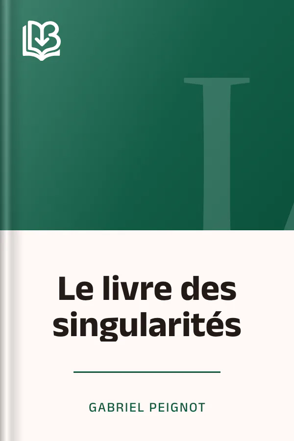 Le livre des singularités de Gabriel Peignot, couverture du livre