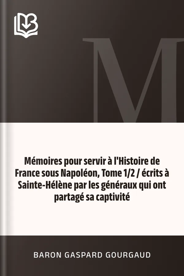 Mémoires pour servir à l'Histoire de France sous Napoléon, Tome 1/2 / écrits à Sainte-Hélène par les généraux qui ont partagé sa captivité de Baron Gaspard Gourgaud, couverture du livre