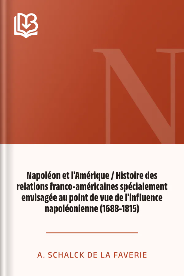Napoléon et l'Amérique / Histoire des relations franco-américaines spécialement envisagée au point de vue de l'influence napoléonienne (1688-1815) d’A. Schalck de la Faverie, couverture du livre