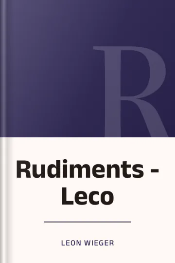 Rudiments - Leco de Leon Wieger, couverture du livre