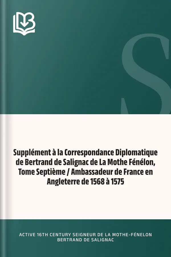 Supplément à la Correspondance Diplomatique de Bertrand de Salignac de La Mothe Fénélon, Tome Septième / Ambassadeur de France en Angleterre de 1568 à 1575 d’active 16th century seigneur de La Mothe-Fénelon Bertrand de Salignac, couverture du livre
