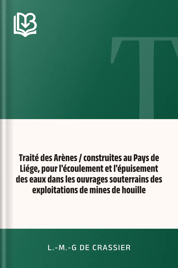 Traité des Arènes / construites au Pays de Liége, pour l'écoulement et l'épuisement des eaux dans les ouvrages souterrains des exploitations de mines de houille de L.-M.-G de Crassier, couverture du livre