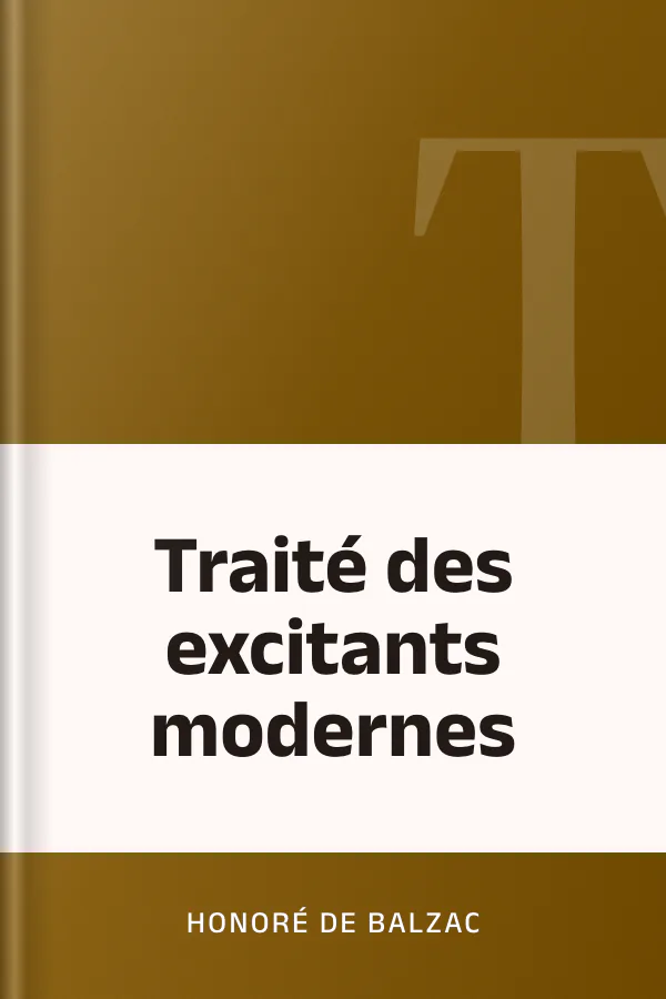 Traité des excitants modernes d’Honoré de Balzac, couverture du livre