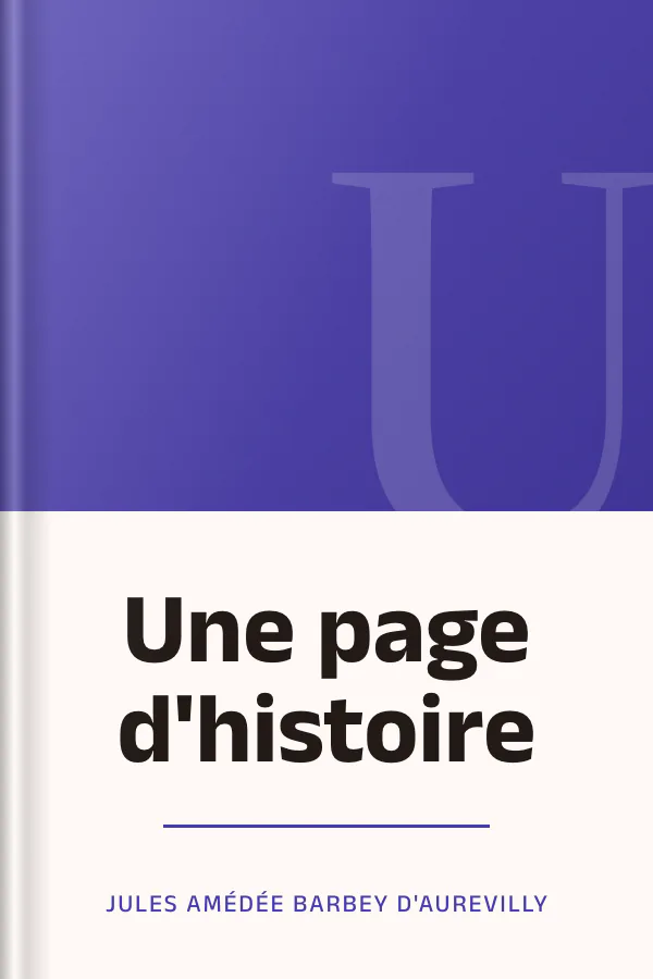 Une page d'histoire de Jules Amédée Barbey d'Aurevilly, couverture du livre