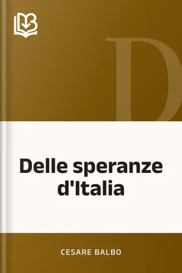 Delle speranze d'Italia di Cesare Balbo, copertina del libro