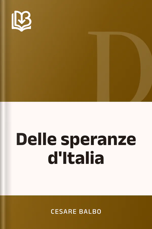 Delle speranze d'Italia di Cesare Balbo, copertina del libro