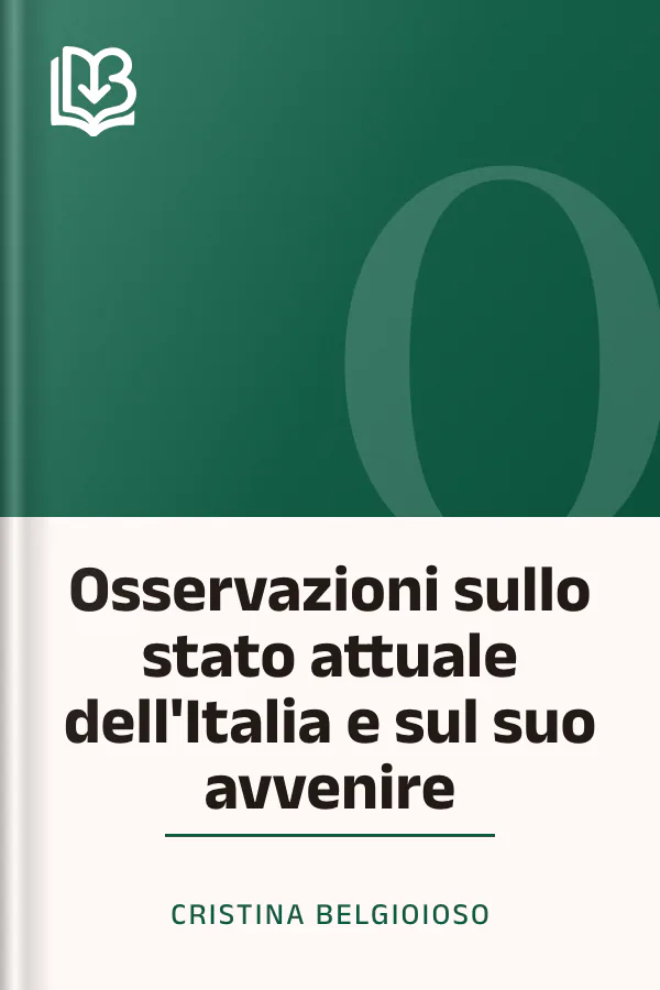 Osservazioni sullo stato attuale dell'Italia e sul suo avvenire di Cristina Belgioioso, copertina del libro