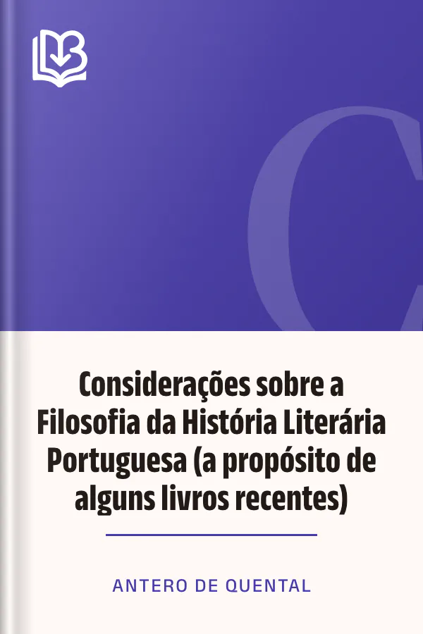 Considerações sobre a Filosofia da História Literária Portuguesa (a propósito de alguns livros recentes) de Antero de Quental, capa do livro