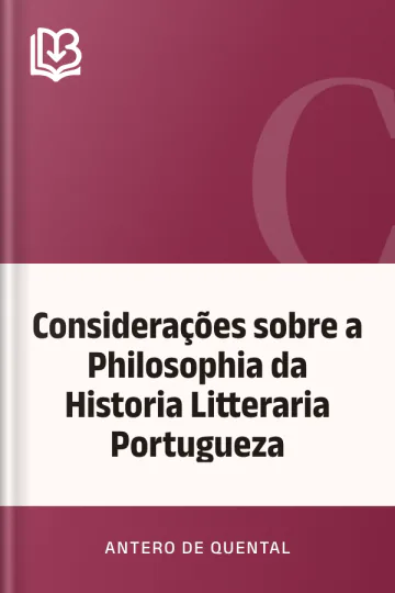 Considerações sobre a Philosophia da Historia Litteraria Portugueza de Antero de Quental, capa do livro