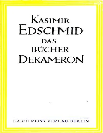 Das Bücher-Dekameron von Kasimir Edschmid, Buchcover
