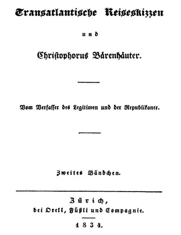 Transatlantische Reiseskizzen und Christophorus Bärenhäuter: Zweites Bändchen von Charles Sealsfield, Buchcover