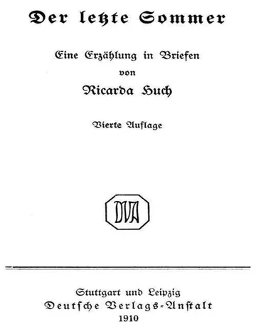 Der letzte Sommer von Ricarda Huch, Buchcover