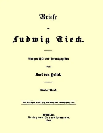 Briefe an Ludwig Tieck, Vierter Band von Karl von Holtei, Buchcover