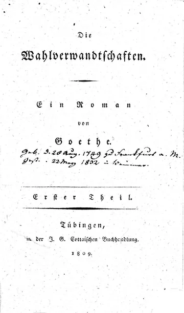 Die Wahlverwandtschaften von Johann Wolfgang von Goethe, Buchcover