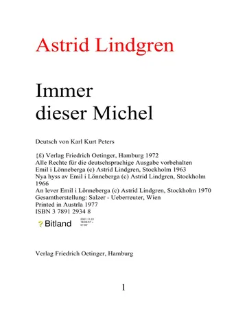 Immer dieser Michel von Astrid Lindgren, Buchcover