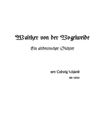 Walther von der Vogelweide von Ludwig Uhland, Buchcover
