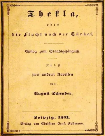 Thekla, oder die Flucht nach der Türkei, Epilog zum Staatsgefängniß. Nebst zwei andern Novellen von August Schrader, Buchcover