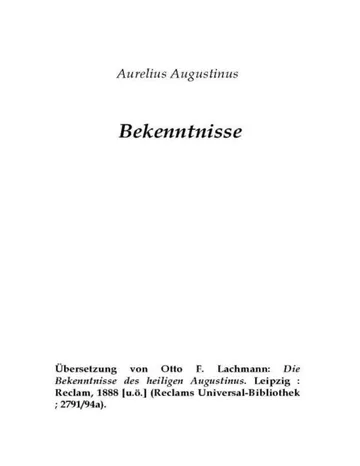 Bekenntnisse von Aurelius Augustinus, Buchcover