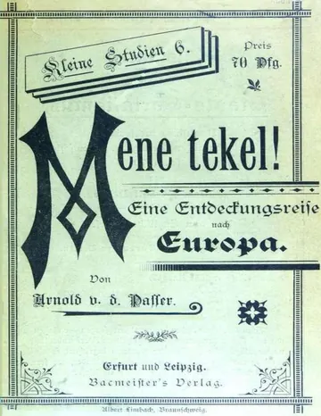 Mene tekel! Eine Entdeckungsreise nach Europa von Arnold von der Passer, Buchcover