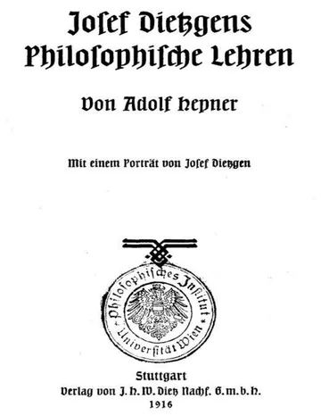 Josef Dietzgens philosophische Lehren von Adolf Hepner, Buchcover