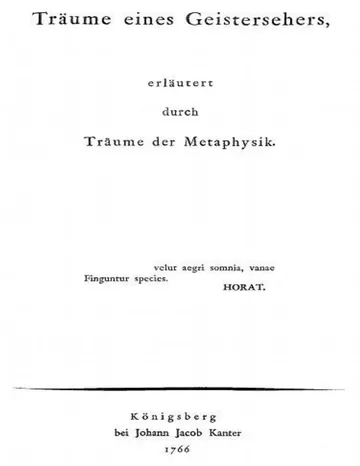 Träume eines Geistersehers, erläutert durch Träume der Metaphysik von Immanuel Kant, Buchcover