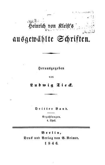 Ausgewählte Schriften von Heinrich von Kleist, Buchcover