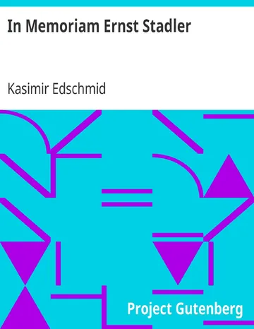 In Memoriam Ernst Stadler von Kasimir Edschmid, Buchcover