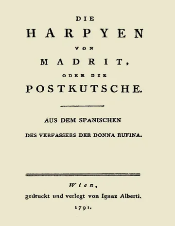 Die Harpyen von Madrit, oder die Postkutsche, Aus dem Spanischen des Verfassers der Donna Rufina von Alonso de Castillo Solórzano, Buchcover